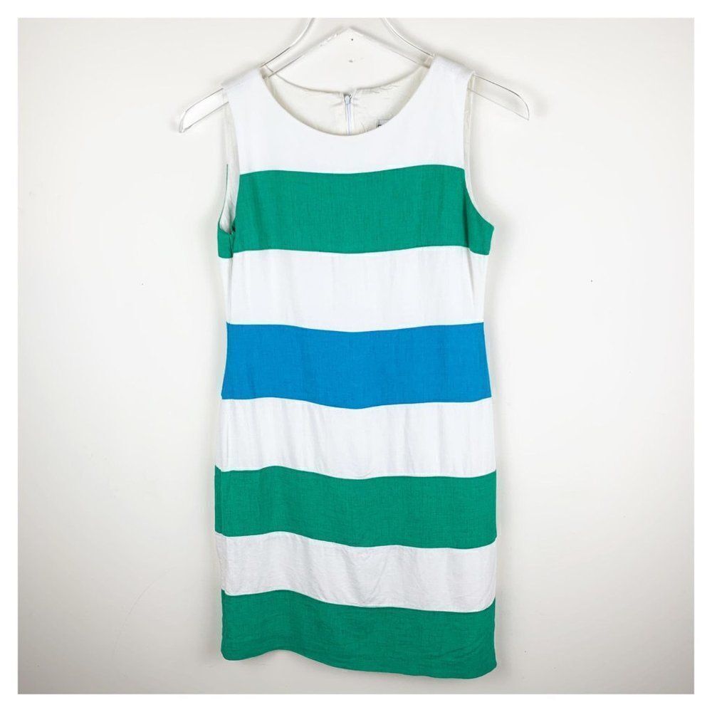 ‎Jessica Howard Vintage Linen Striped Sheath Dress